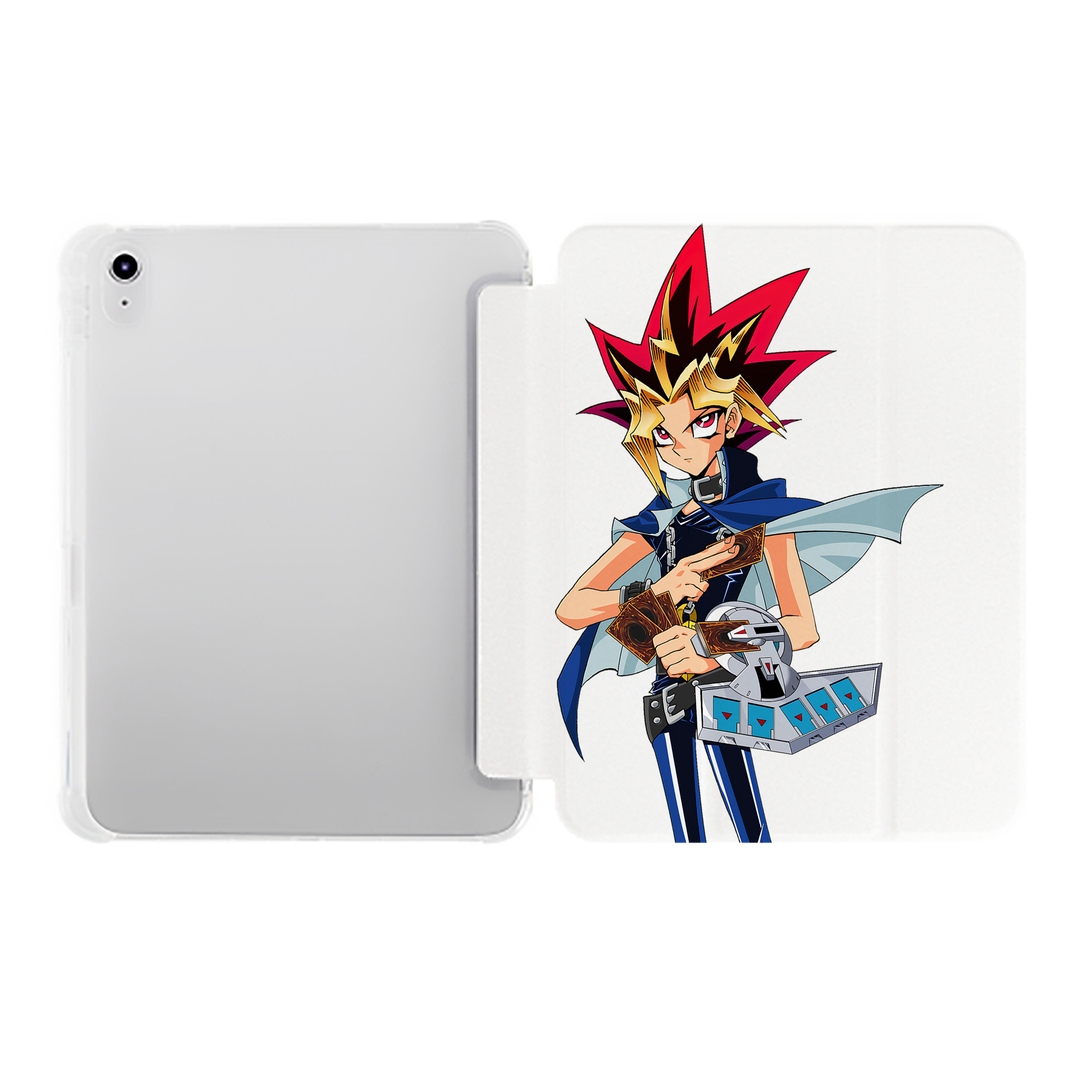 （画像用） 遊☆戯☆王 Yu-Gi-Oh! IPad ケース ペン収納付き 三つ折りスタンド PUレザー×シリコン 対応機種9.5/10.5/10.9インチ